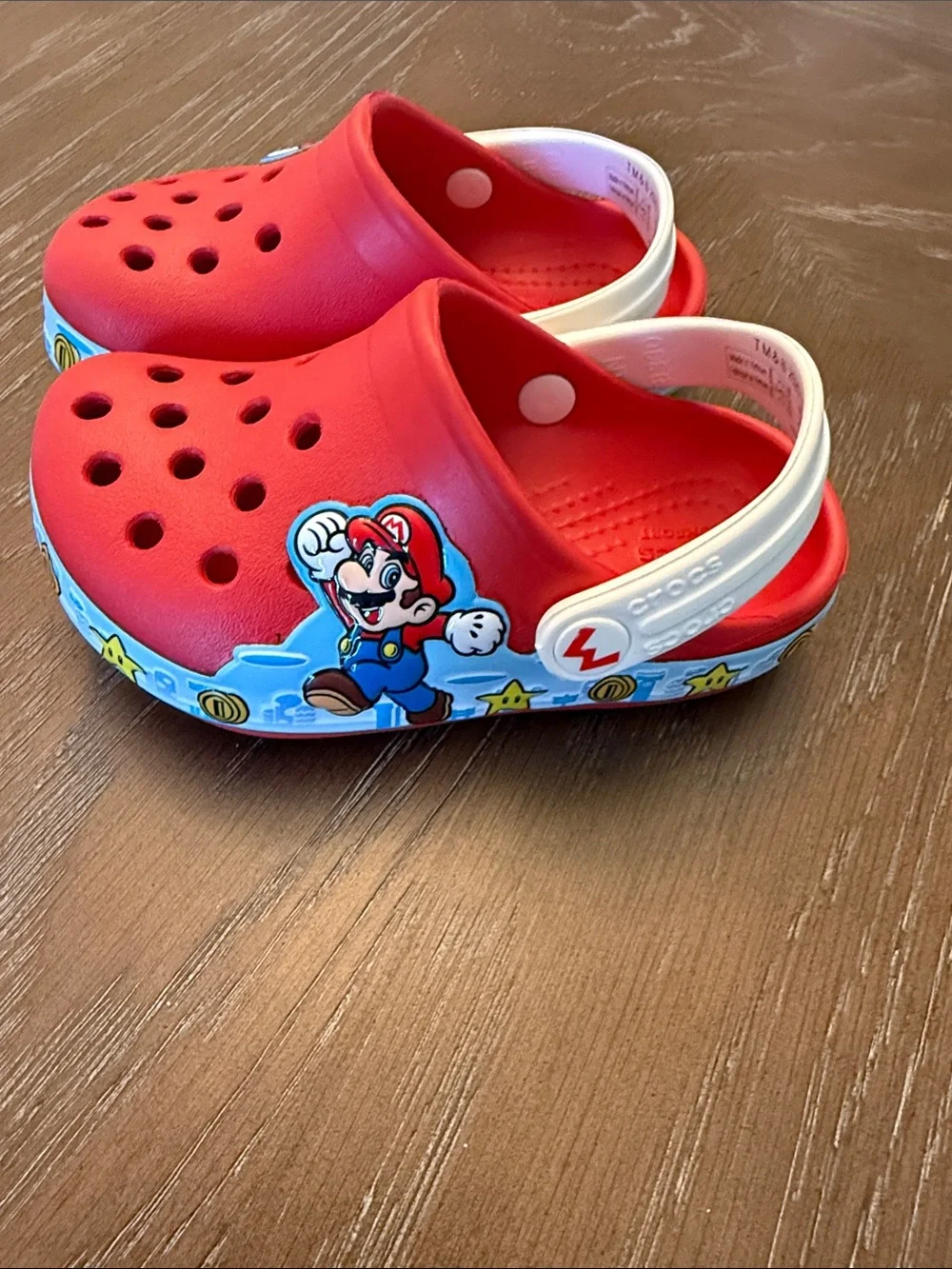 CROCS Kids Super Mario Red Clogs with White Strap